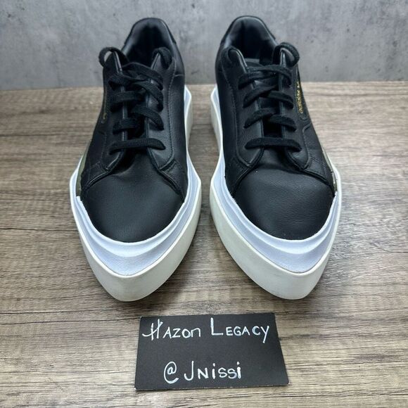 Adidas~Women’s~HyperSleek Black Leather Platform Pointed Toe Sneakers~Size 8 - Picture 3 of 8